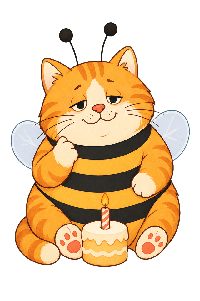 Warmly cat celebrating